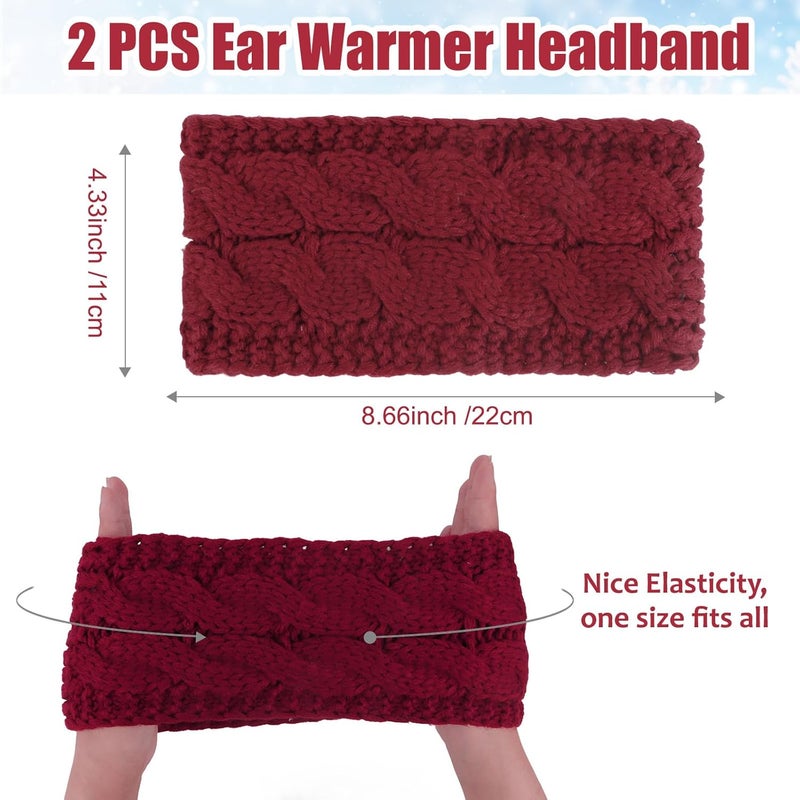 Cavetee Winter Headbands for Women, 4 Pieces Ear Muffs Crochet Soft Lined Elastic Ear Warmers for Women Christmas Gift - Image 2